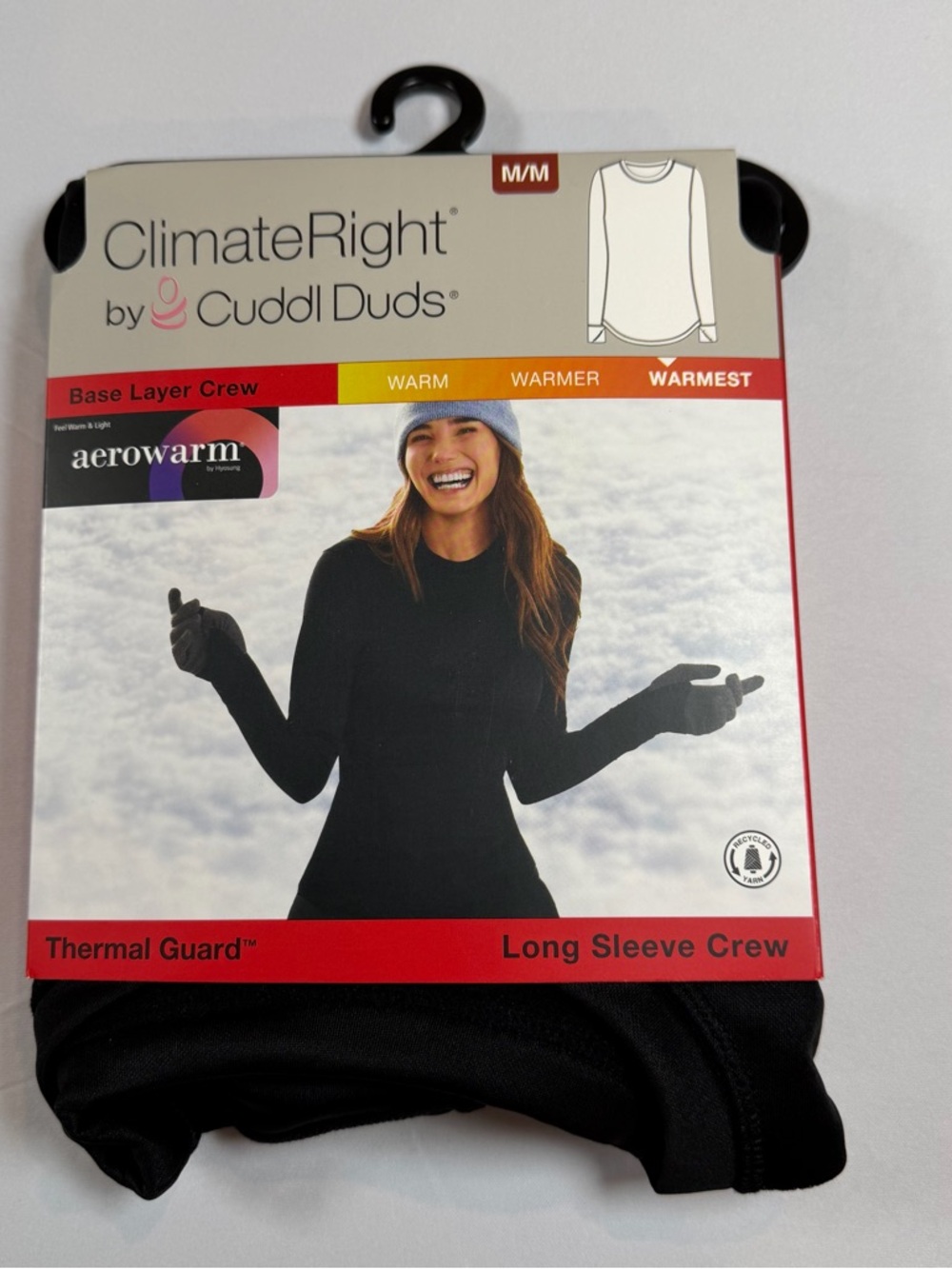 Cuddl Duds‎ Climate Right Black Thermal Guard Long Sleeve Crew Medium